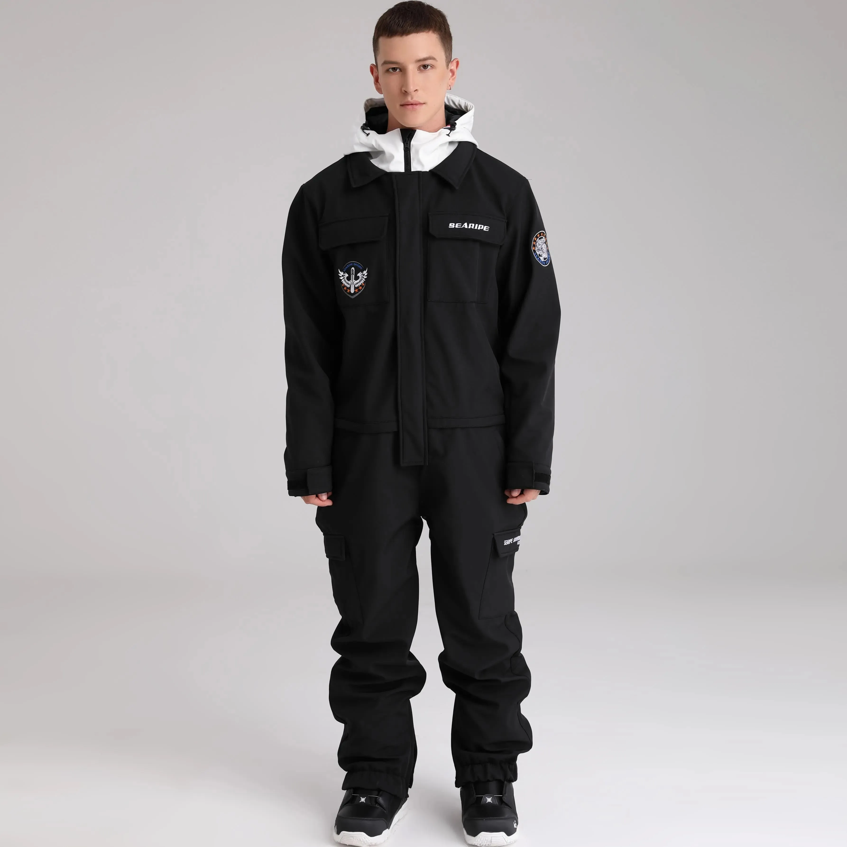 Men Cargo One Piece Ski Jumpsuit