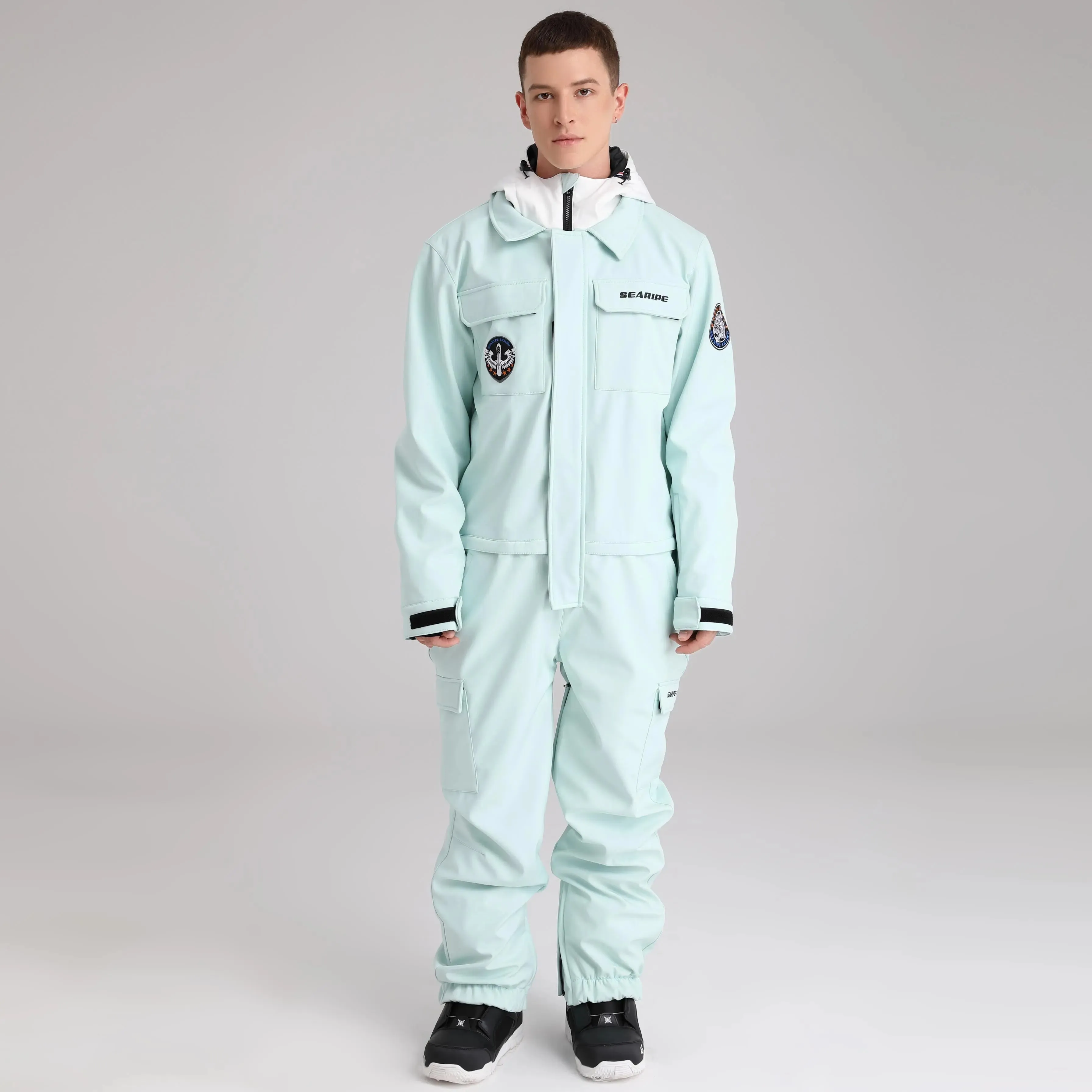 Men Cargo One Piece Ski Jumpsuit
