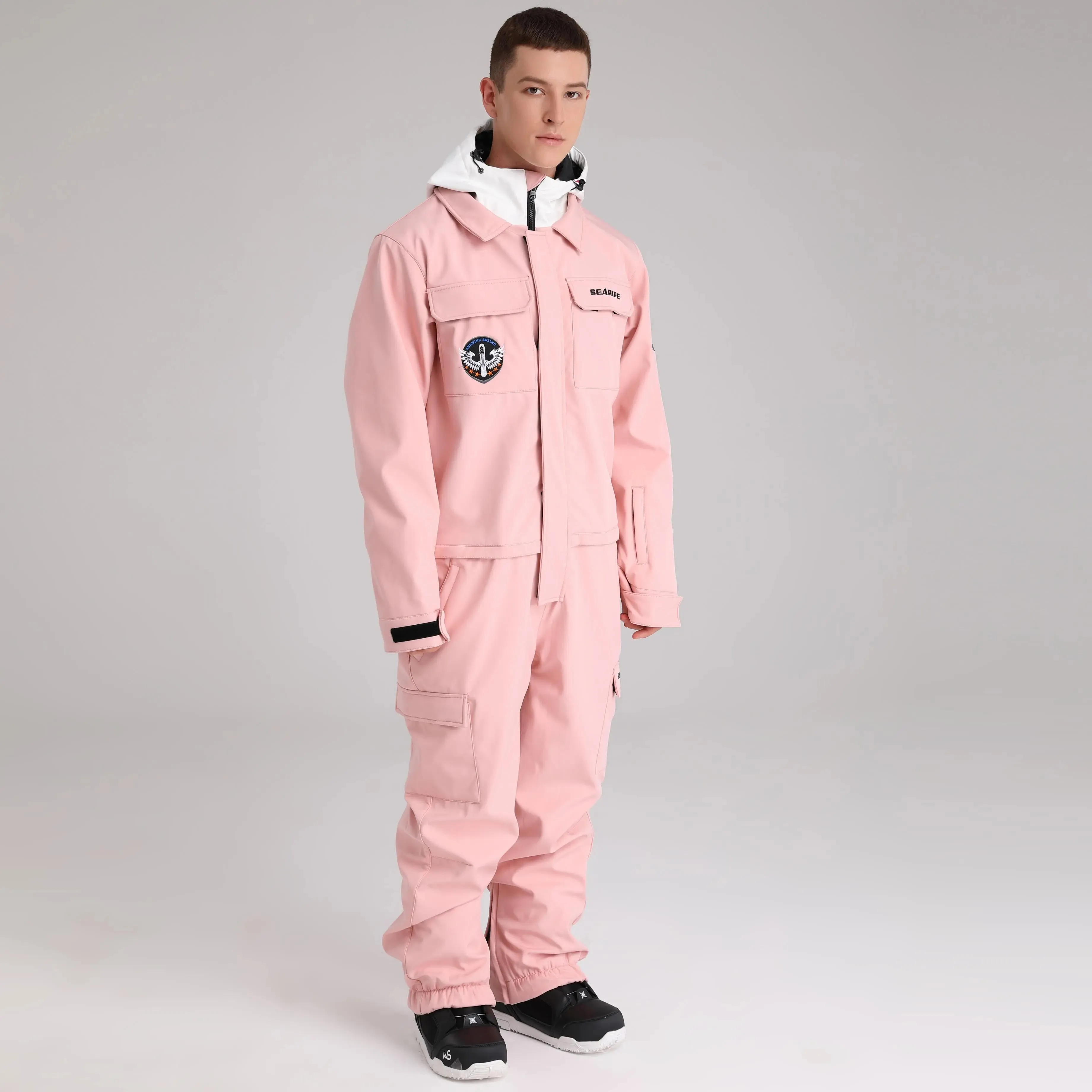Men Cargo One Piece Ski Jumpsuit