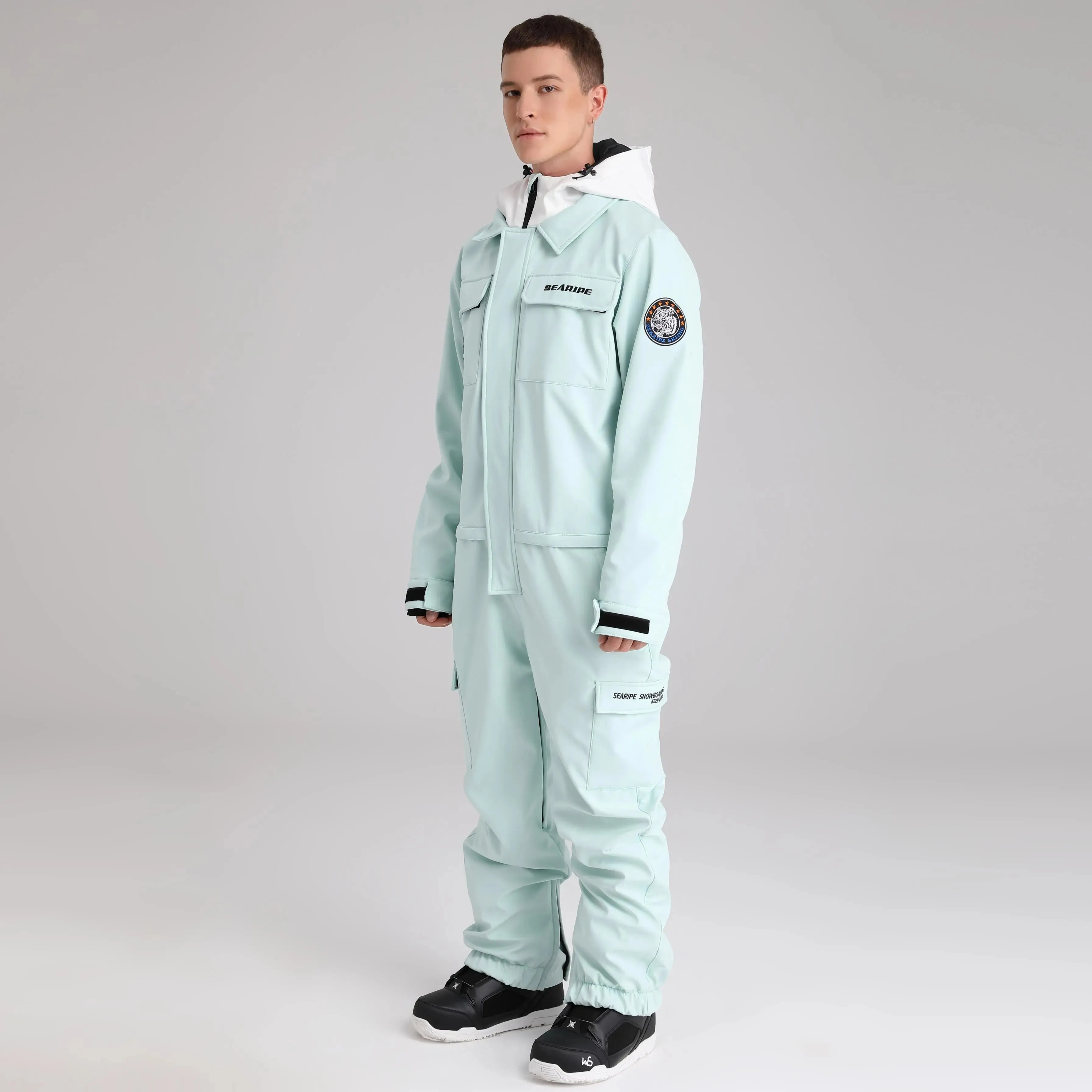 Men Cargo One Piece Ski Jumpsuit