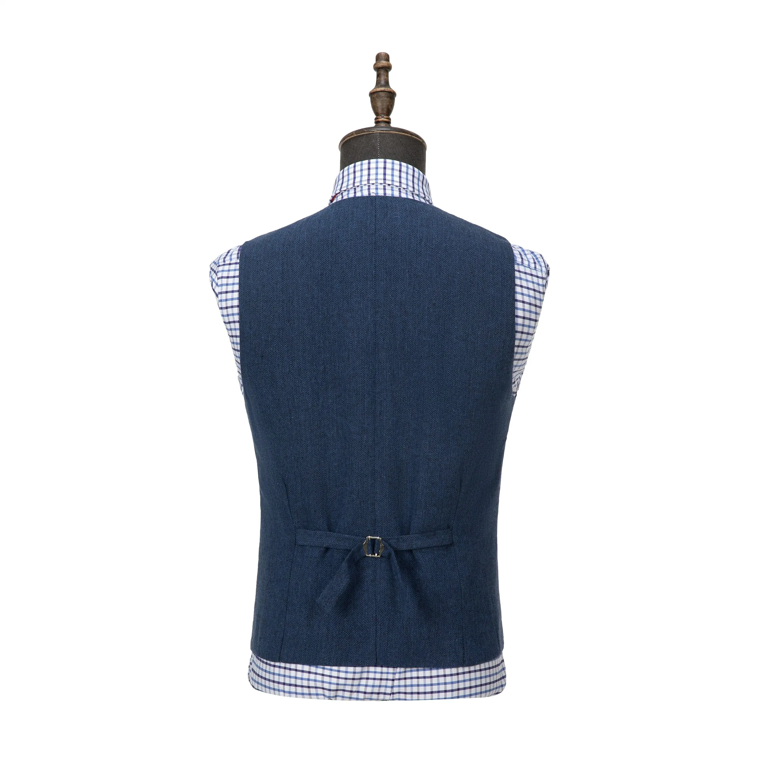 Men's Casual Tweed Herringbone V Neck Waistcoat