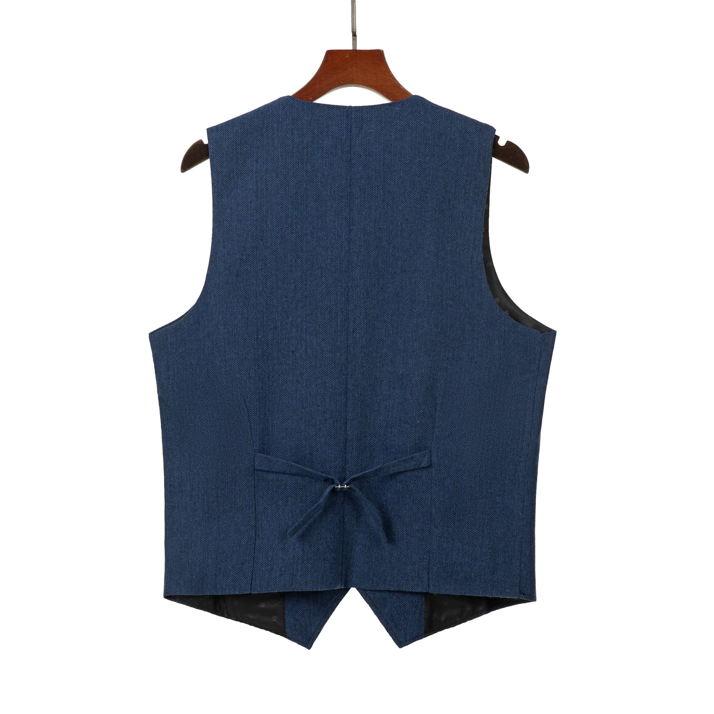 Men's Casual Tweed Herringbone V Neck Waistcoat