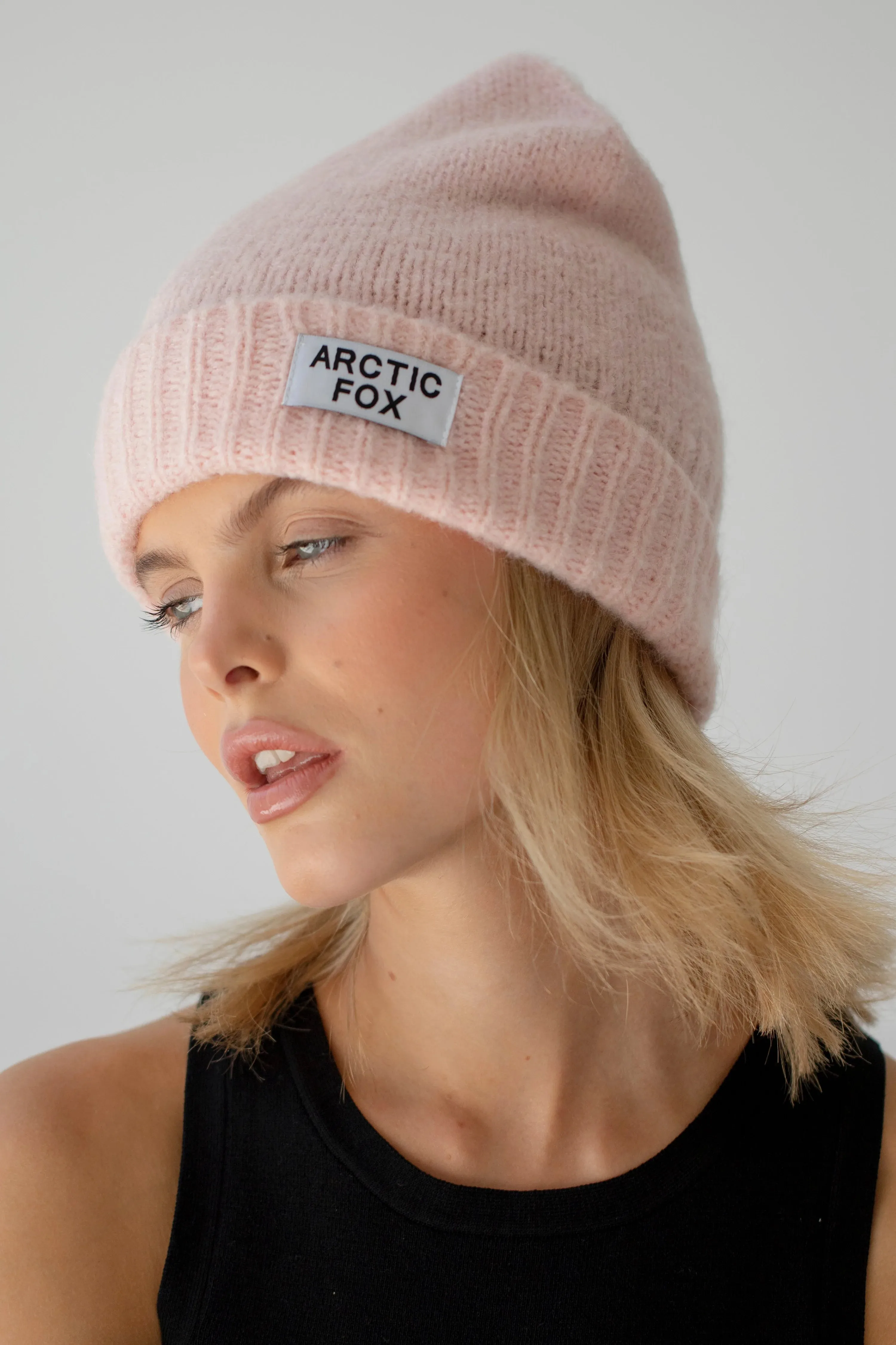 Mohair Beanie Hat | Dusty Pink