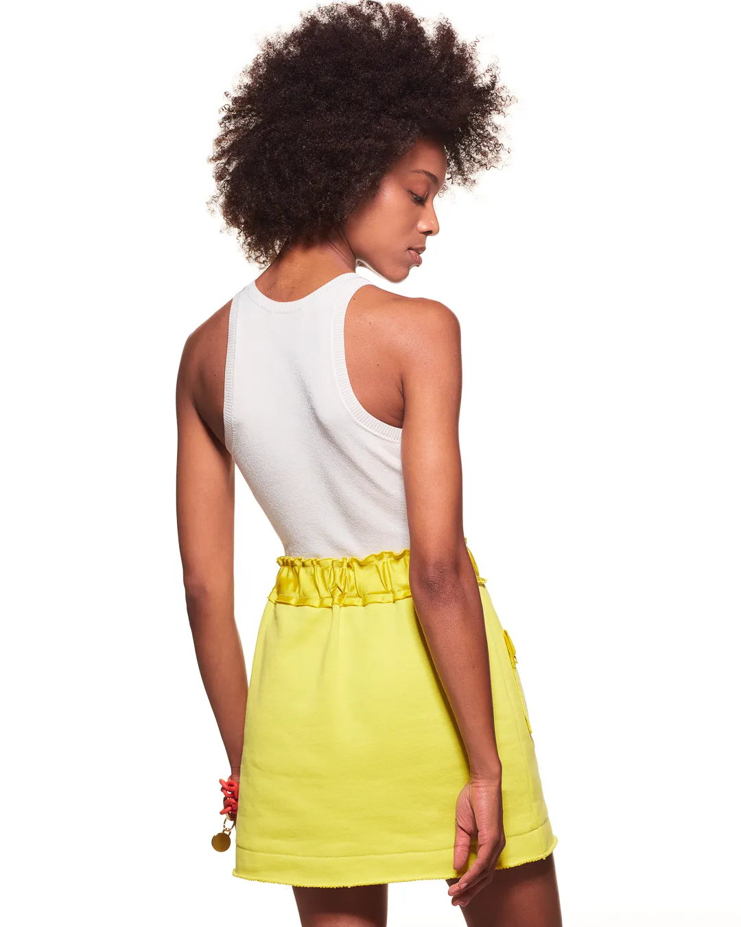 ORGANIC COTTON SEACELL BLEND MINI SKIRT - YELLOW
