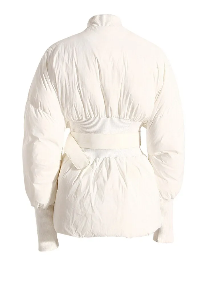 Pre Order:  Puffy Slim Waist Belted Parka