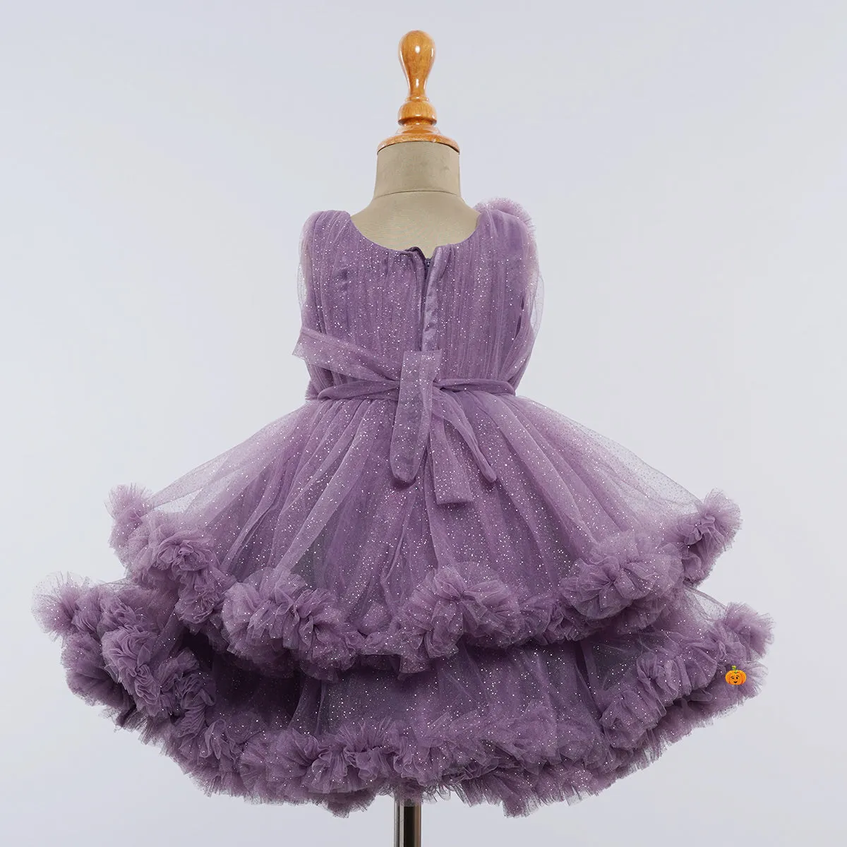 Purple & Blue Frill Layered Girls Frock