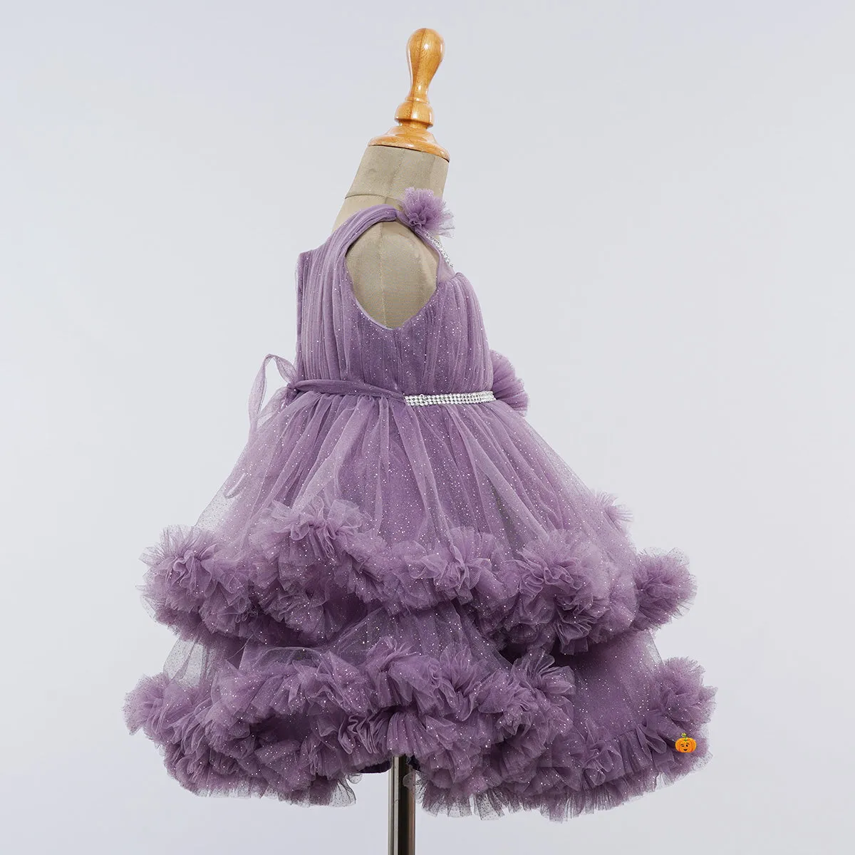 Purple & Blue Frill Layered Girls Frock