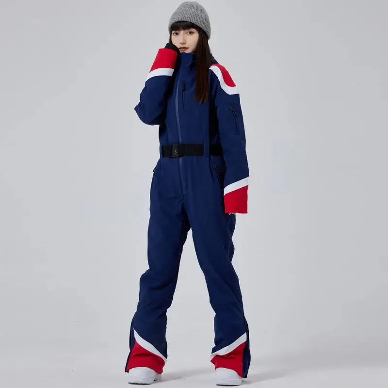 Retro Ski Onesie Women's One-piece Snow Jumpsuits