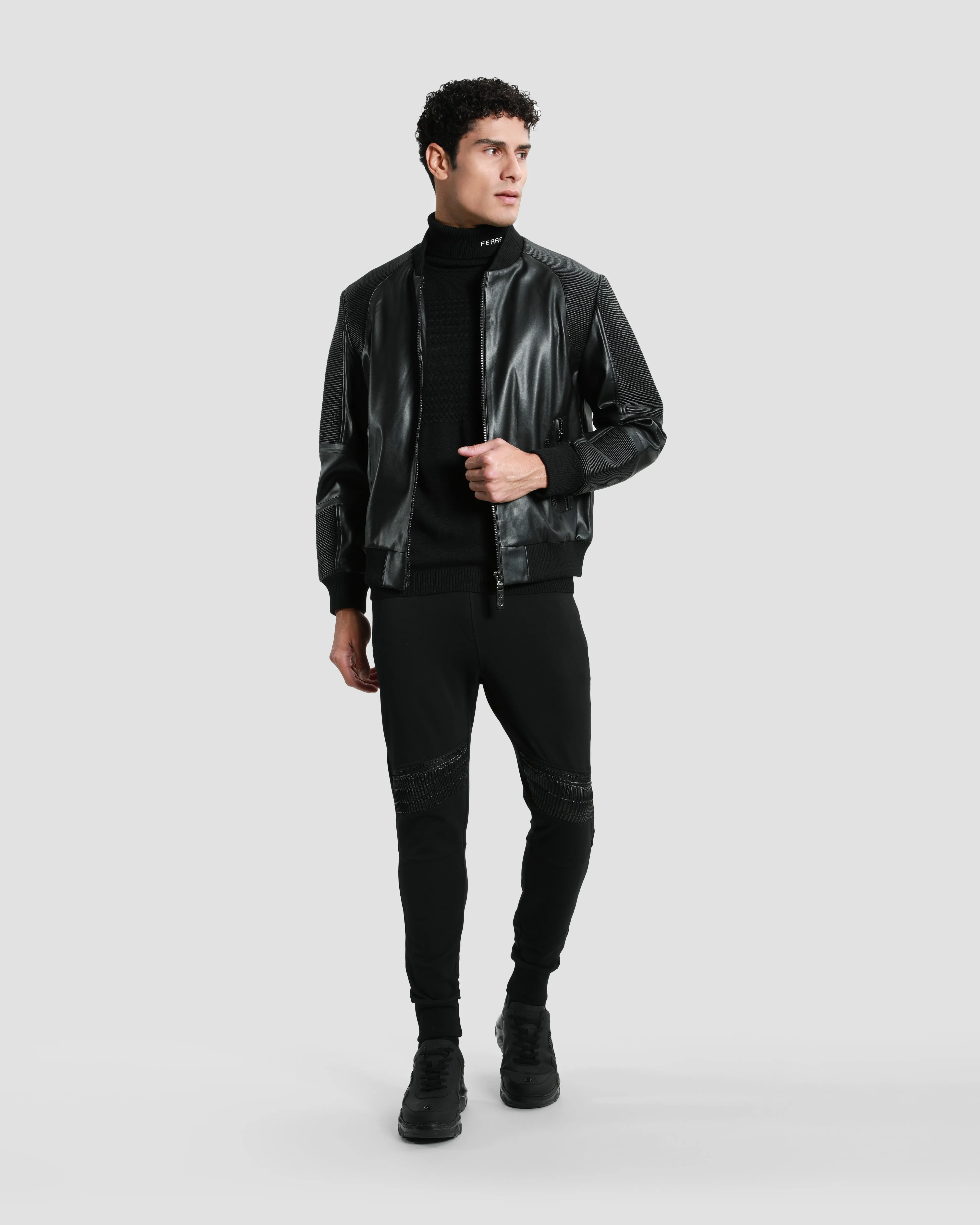 Ribbed Leather Jacket