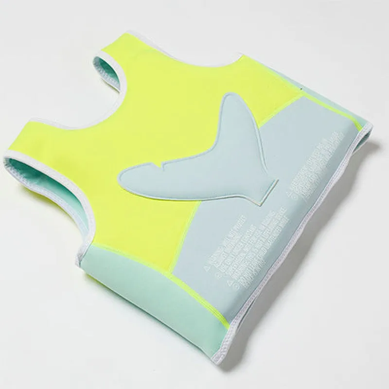 Salty the Shark Swim Vest 3-6 Aqua Neon Yellow