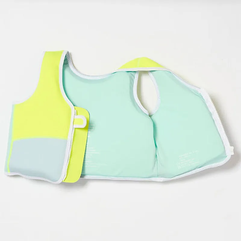 Salty the Shark Swim Vest 3-6 Aqua Neon Yellow