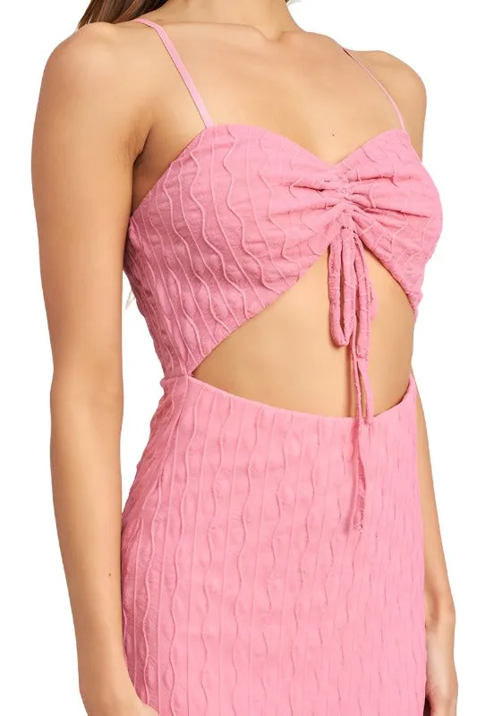 Spaghetti Strap Midi Dress With Cut Out
