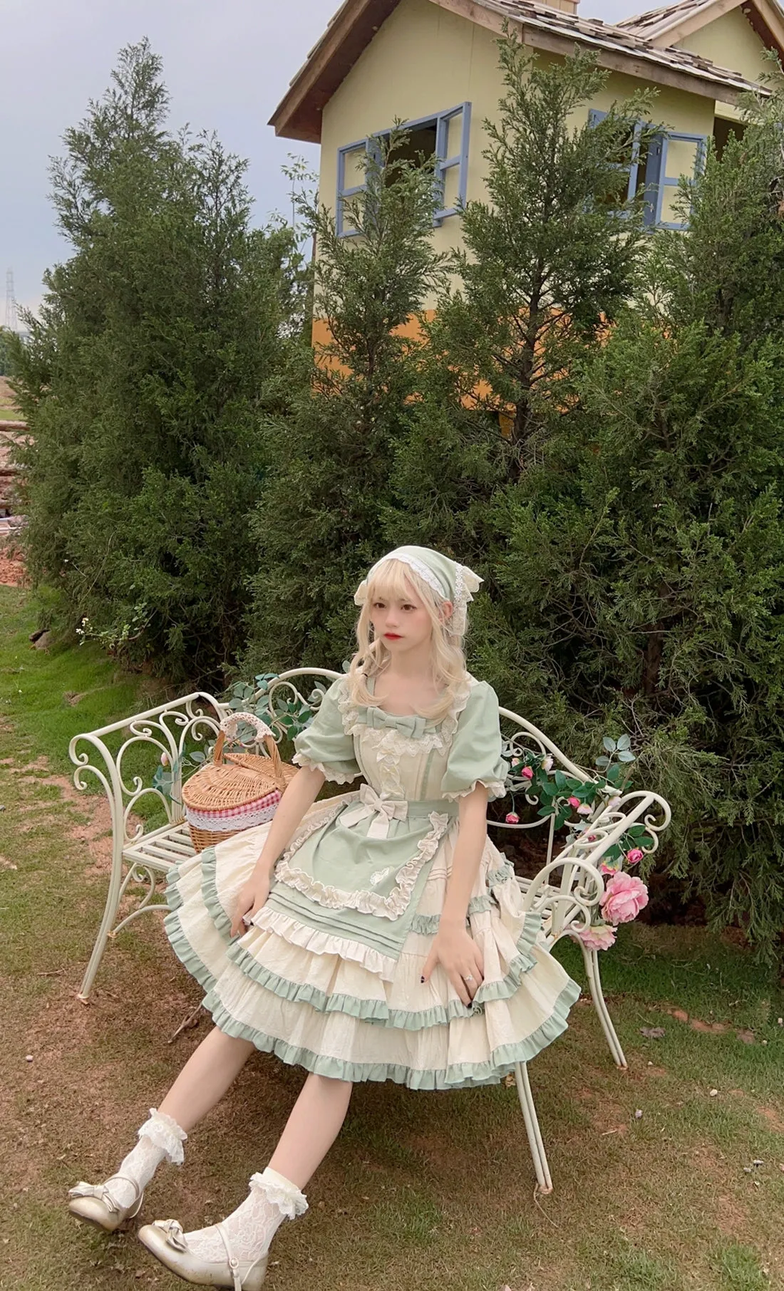 Sugar Girl~Country Lolita OP Dress Short Sleeve Summer Dress