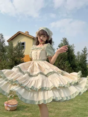 Sugar Girl~Country Lolita OP Dress Short Sleeve Summer Dress