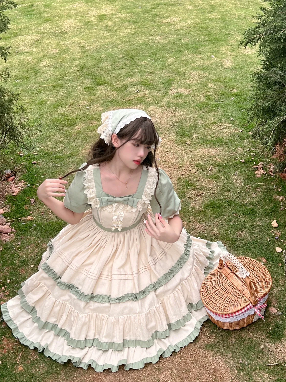 Sugar Girl~Country Lolita OP Dress Short Sleeve Summer Dress