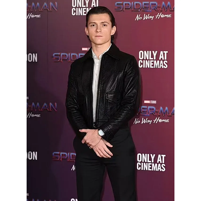 Tom Holland Genuine Leather Jacket Black