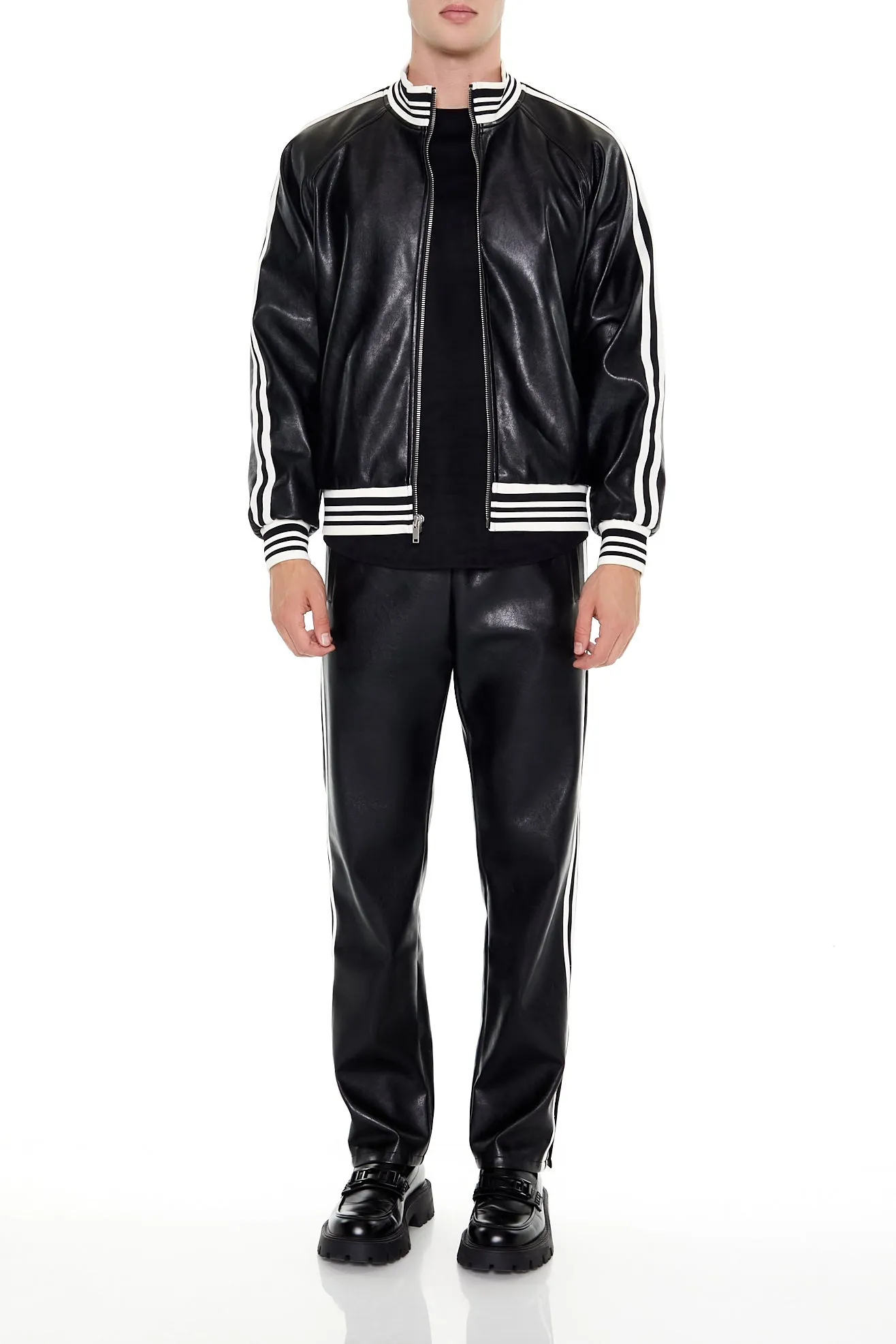 Varsity-Striped Bomber Jacket