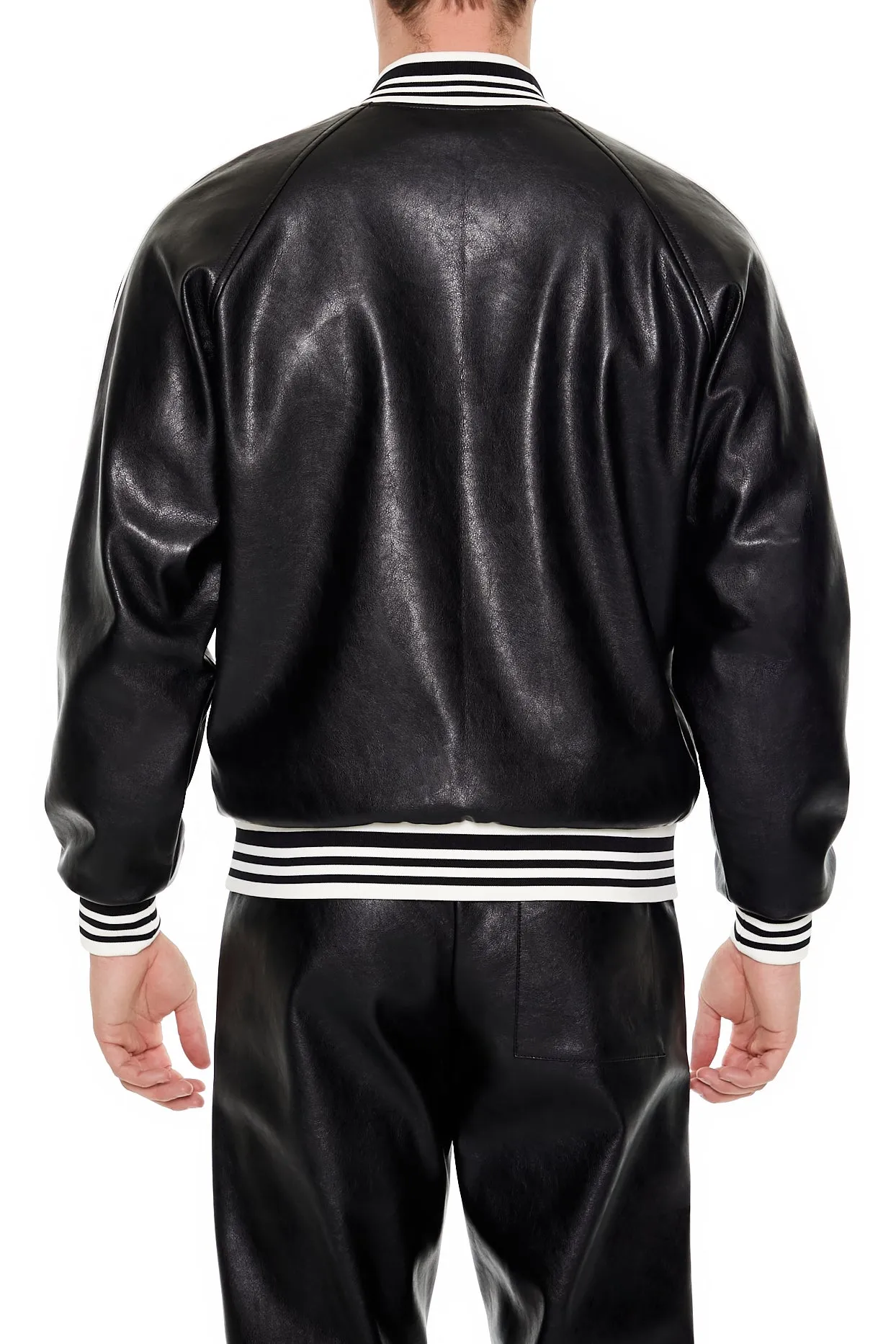 Varsity-Striped Bomber Jacket