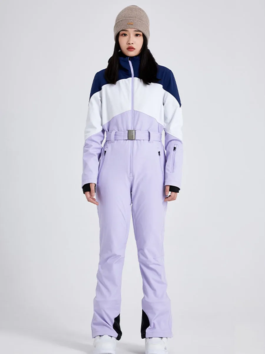 Women One-piece Ski Suit Slim High Neck Jumpsuits