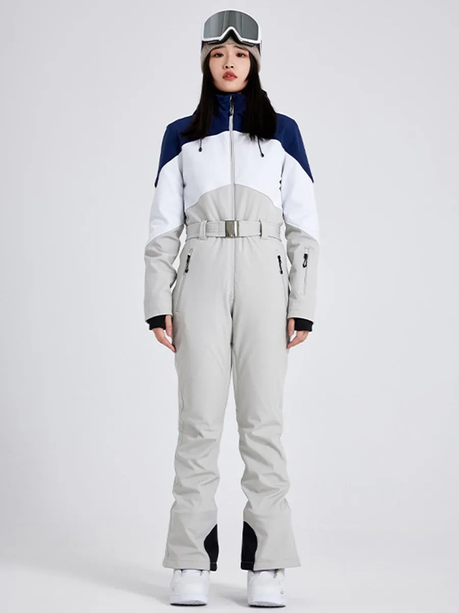 Women One-piece Ski Suit Slim High Neck Jumpsuits