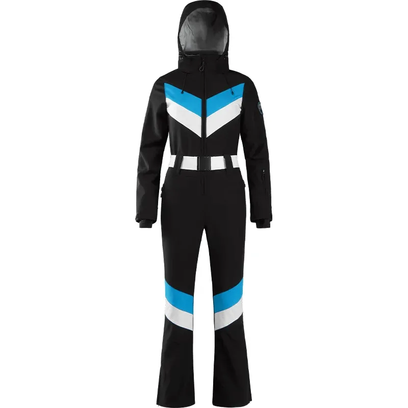 Women's Zipper Waterproof Snowboard Jumpsuit With Buckle Belt - SF1781